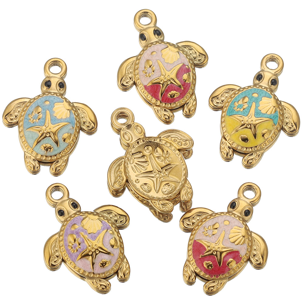 Jewelry Making Materials Wholesale - 5 teile/los Edelstahl Charms Sommer Schildkröte