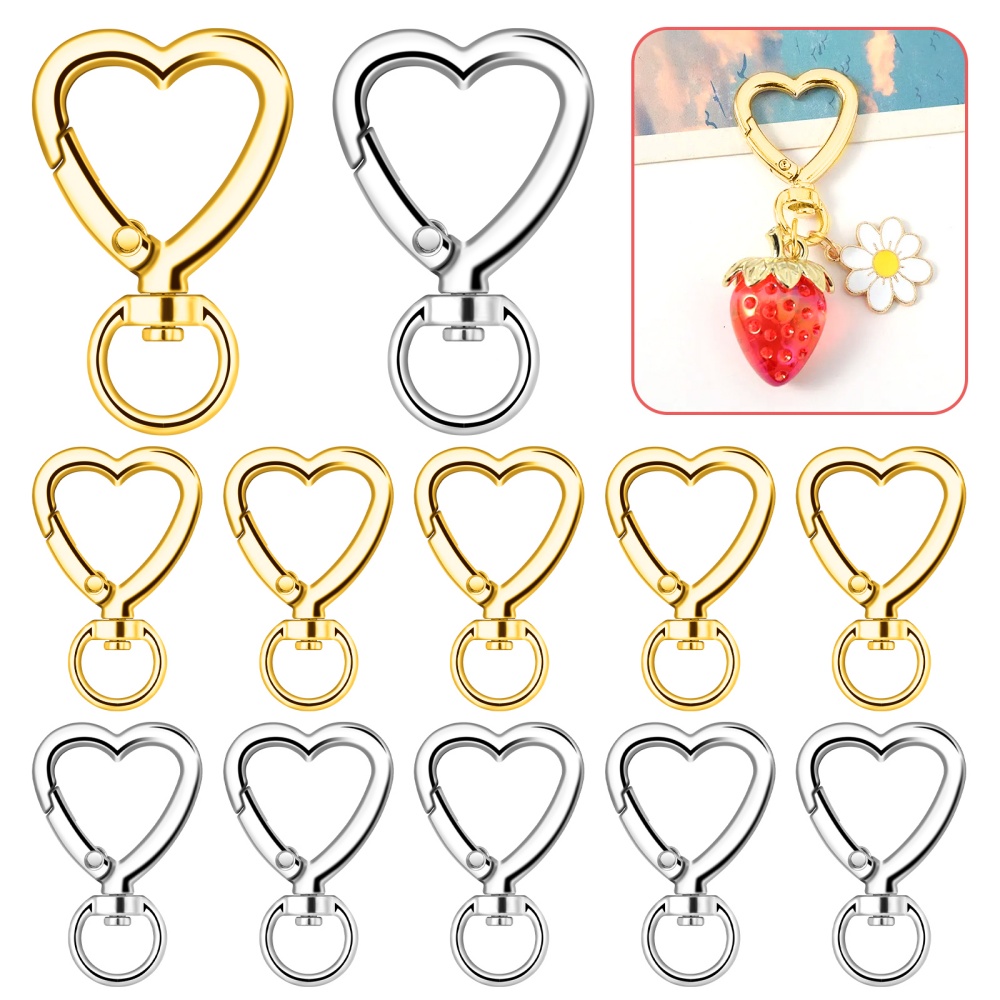 Jewelry Making Kit For Beginners - 10 Stück Metall-Herz-Karabinerhaken, drehbare Schlüsselbänder, Auslösehaken