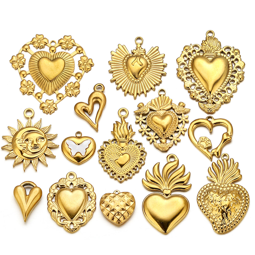 5 Stück Edelstahl Herz Sonne C – Jewelry Making Materials Wholesale Bewertung und Preis